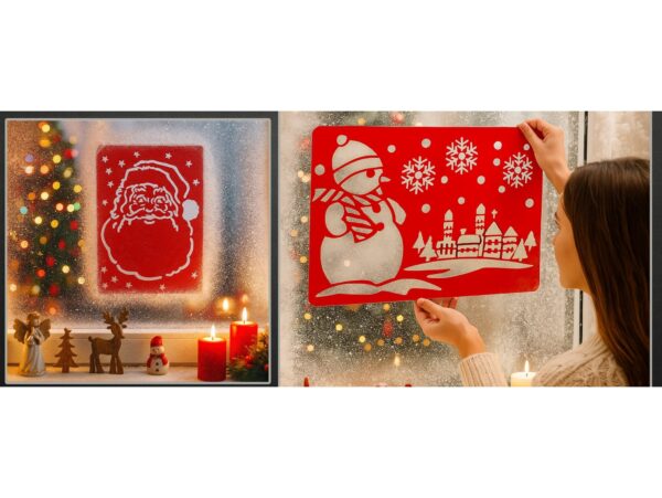 SZABLONY DO SZTUCZNEGO ŚNIEGU 2SZT 54x38cm - mikołaj/bałwan