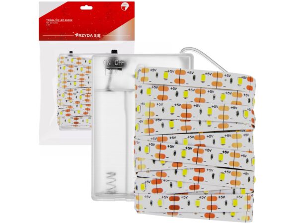 TAŚMA 120 LED NA BATERIE 2M - zimny biały