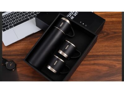 TERMOS Z 3 FILIŻANKAMI ZESTAW PREZENTOWY - czarny