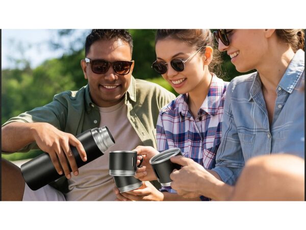 TERMOS Z 3 FILIŻANKAMI ZESTAW PREZENTOWY - czarny