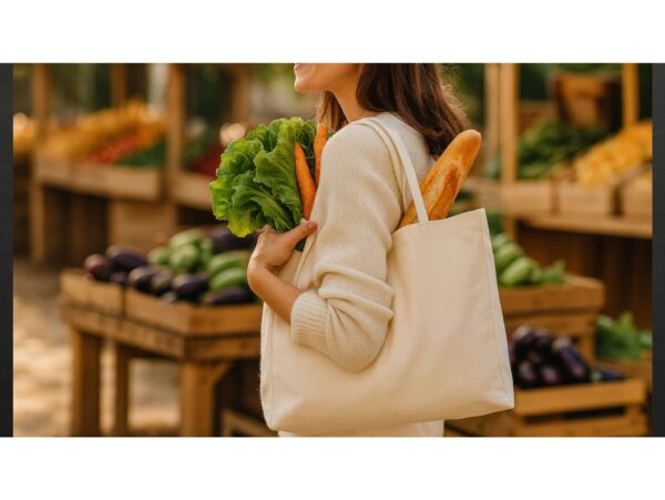 TORBA BAWEŁNIANA NA ZAKUPY ZAKUPOWA - biała