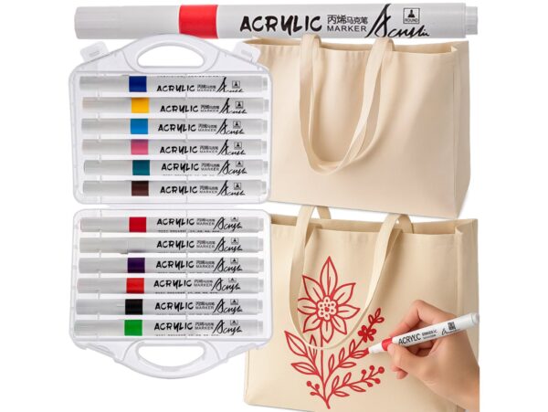 TORBA BAWEŁNIANA NA ZAKUPY ZAKUPOWA + MARKERY AKRYLOWE 12SZT