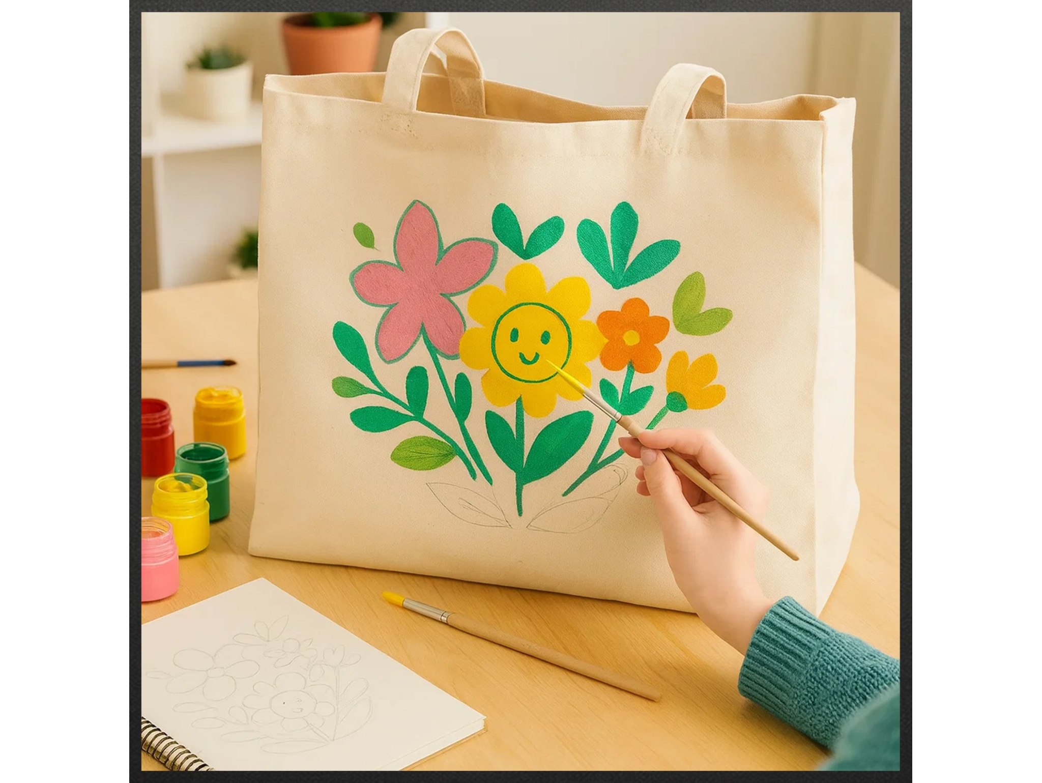 TORBA BAWEŁNIANA NA ZAKUPY ZAKUPOWA + MARKERY AKRYLOWE 12SZT