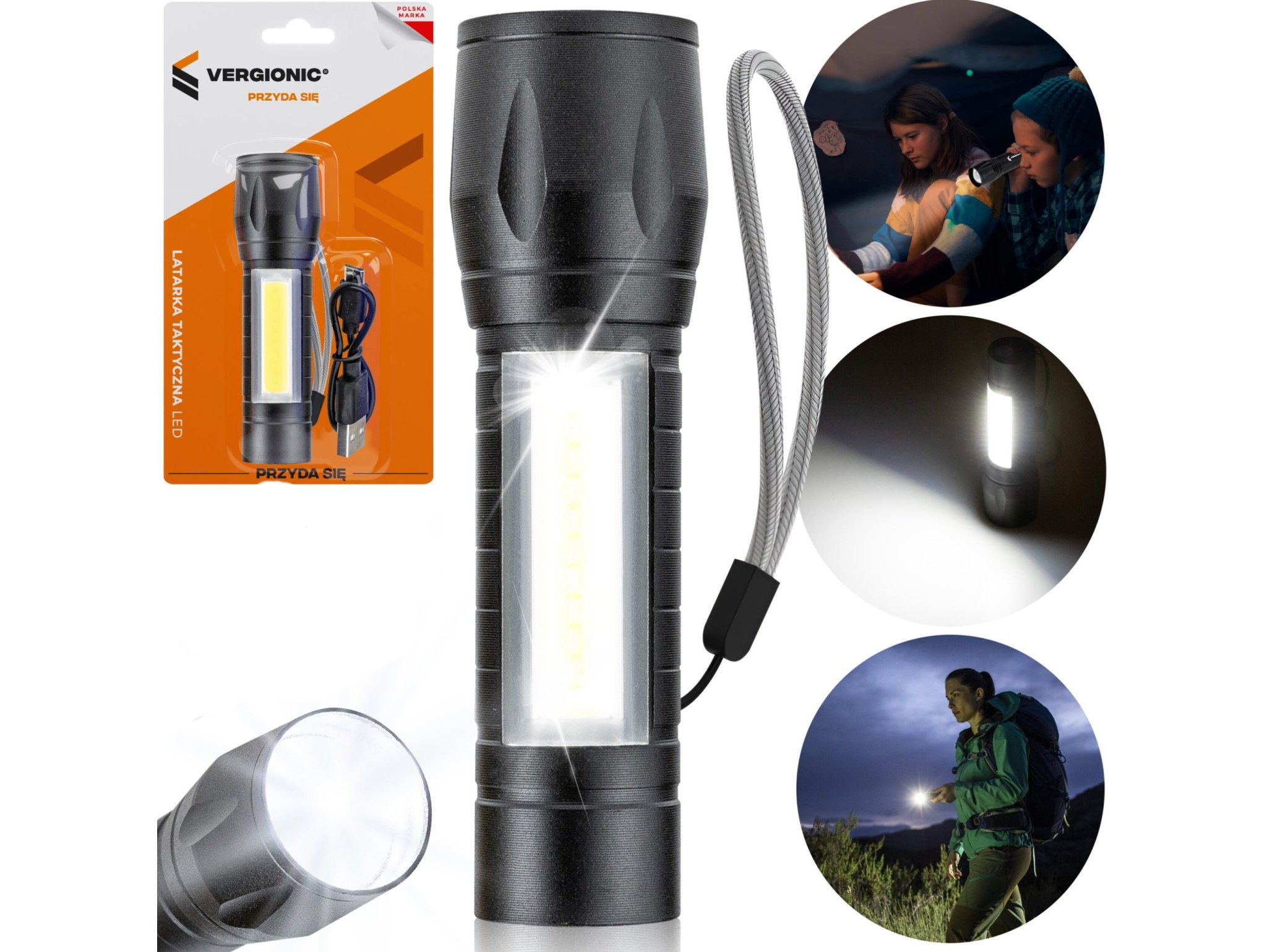 VERGIONIC LATARKA TAKTYCZNA LED - usb-C