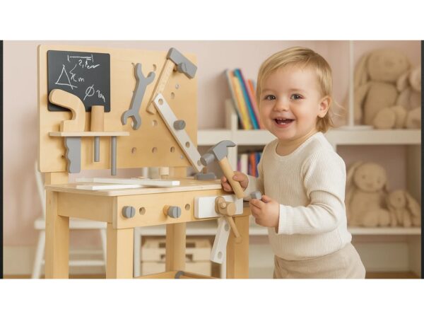 WARSZTAT DREWNIANY Z NARZĘDZIAMI STOLIK ZESTAW