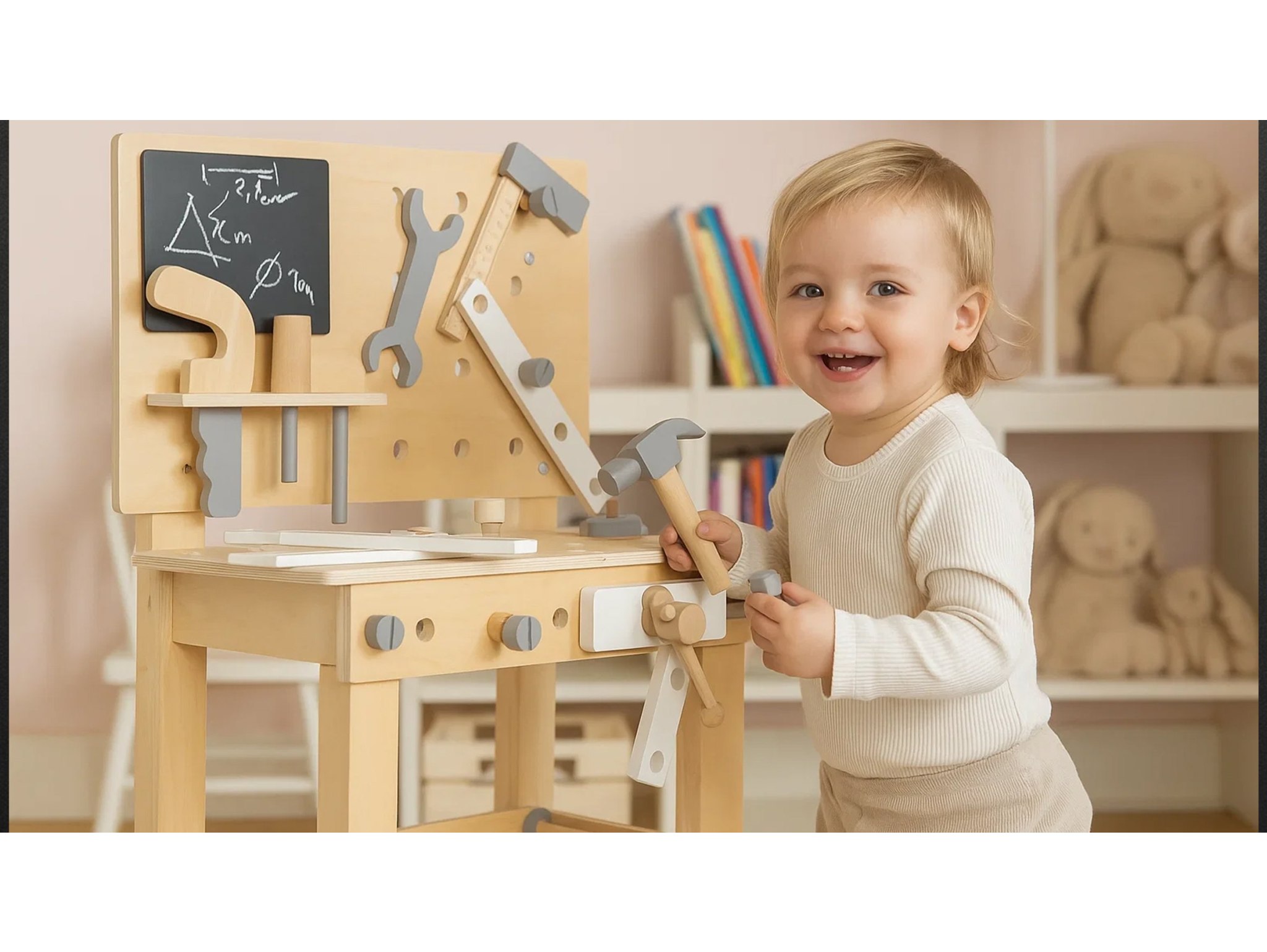 WARSZTAT DREWNIANY Z NARZĘDZIAMI STOLIK ZESTAW