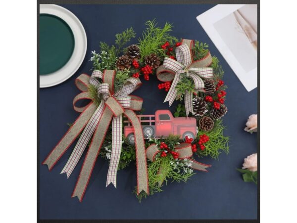 WIANEK ŚWIĄTECZNY WIENIEC SAMOCHÓD Z SZYSZKAMI 40CM