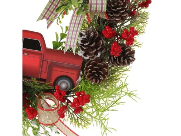 WIANEK ŚWIĄTECZNY WIENIEC SAMOCHÓD Z SZYSZKAMI 40CM