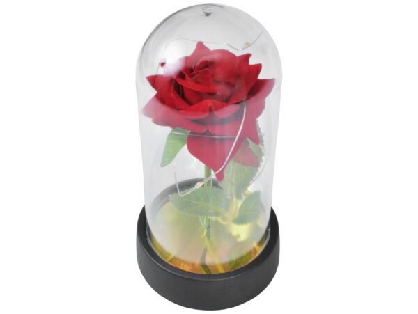 WIECZNA RÓŻA W SZKLE LED ŚWIECĄCA 15CM - wzór 1