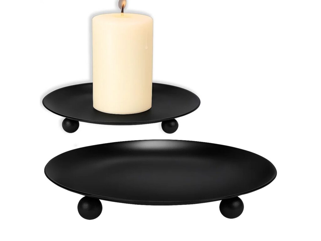 ŚWIECZNIK METALOWY PODSTAWKA POD ŚWIECZKĘ 11CM - czarny