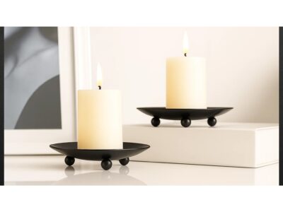 ŚWIECZNIK METALOWY PODSTAWKA POD ŚWIECZKĘ 11CM - czarny