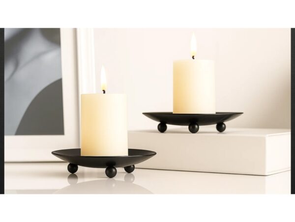 ŚWIECZNIK METALOWY PODSTAWKA POD ŚWIECZKĘ 11CM - czarny