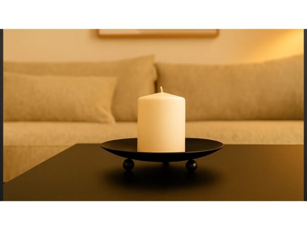 ŚWIECZNIK METALOWY PODSTAWKA POD ŚWIECZKĘ 11CM - czarny