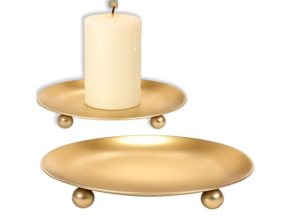 ŚWIECZNIK METALOWY PODSTAWKA POD ŚWIECZKĘ 11CM - złoty