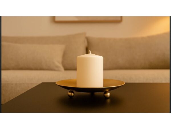 ŚWIECZNIK METALOWY PODSTAWKA POD ŚWIECZKĘ 11CM - złoty