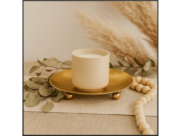 ŚWIECZNIK METALOWY PODSTAWKA POD ŚWIECZKĘ 11CM - złoty