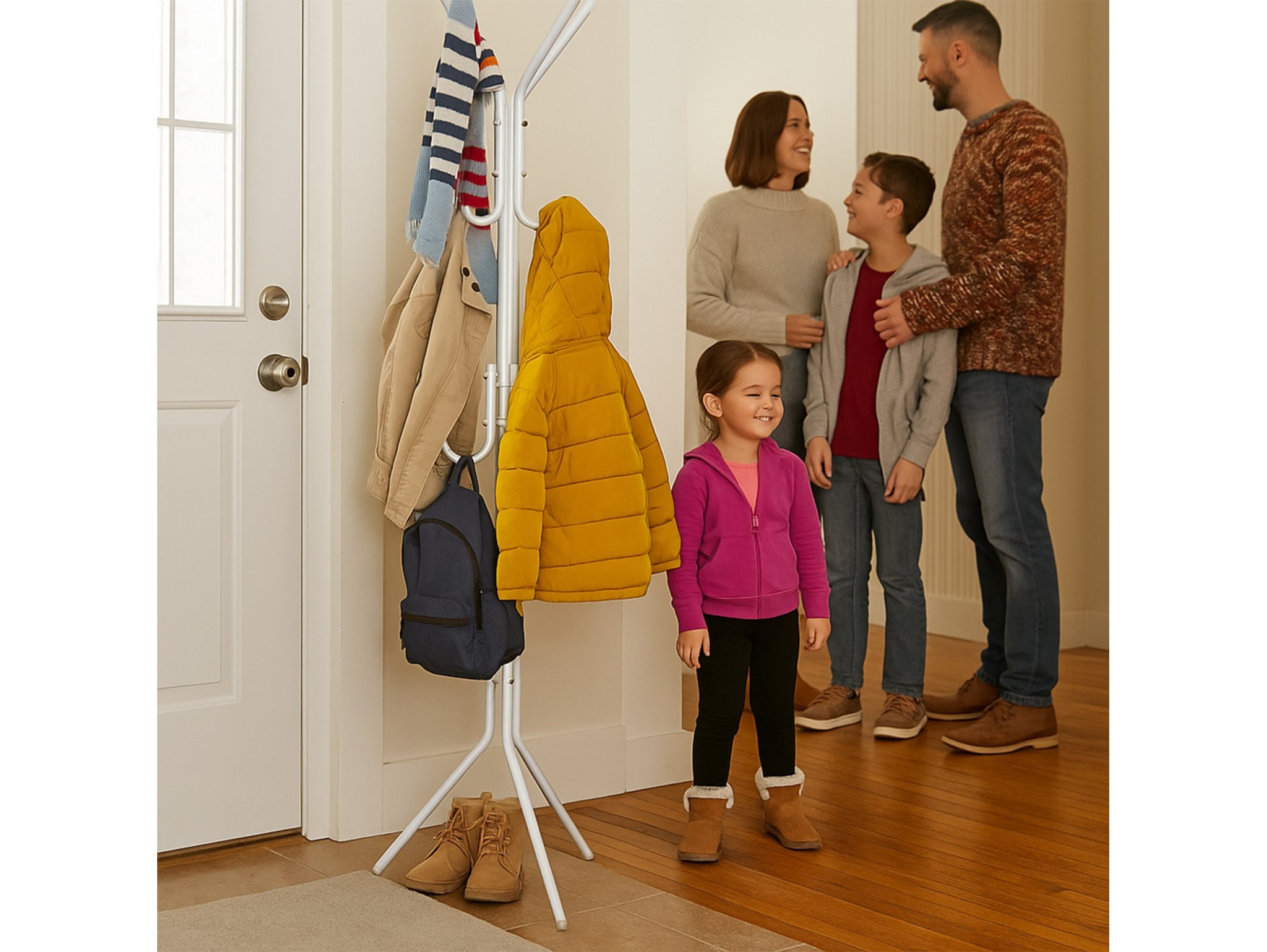 WIESZAK NA UBRANIA STOJĄCY - biały