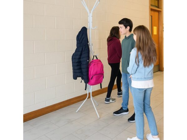 WIESZAK NA UBRANIA STOJĄCY - biały