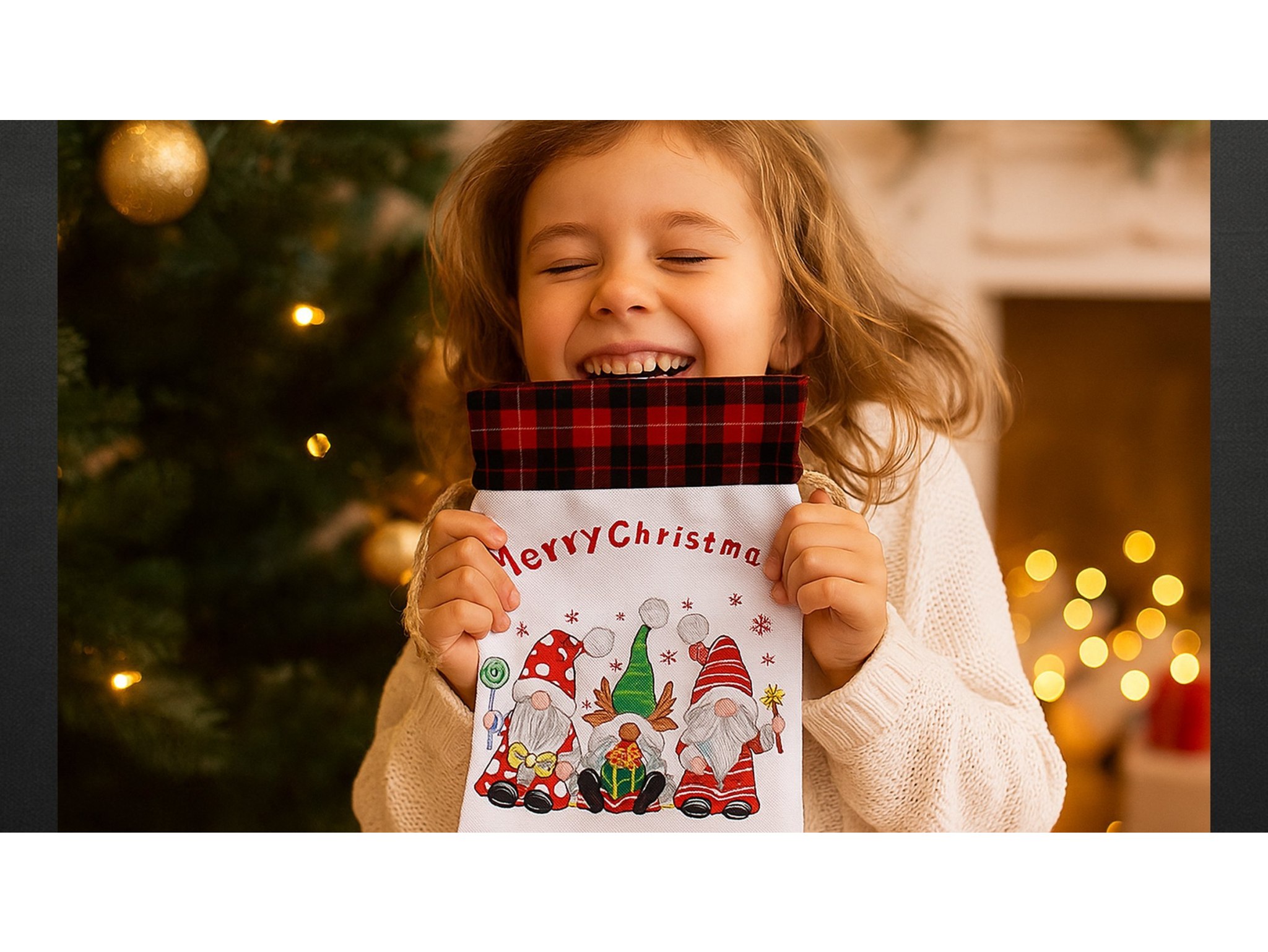 WOREK ŚWIĘTEGO MIKOŁAJA NA UPOMINKI PREZENTY 30x50 - trzy Mikołaje