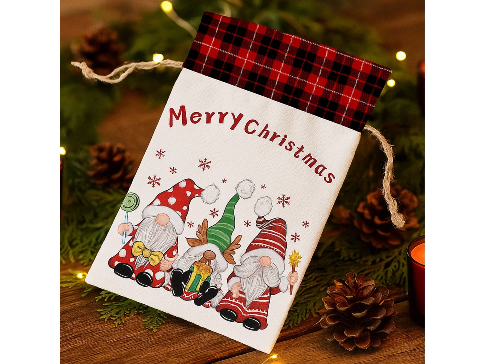 WOREK ŚWIĘTEGO MIKOŁAJA NA UPOMINKI PREZENTY 30x50 - trzy Mikołaje