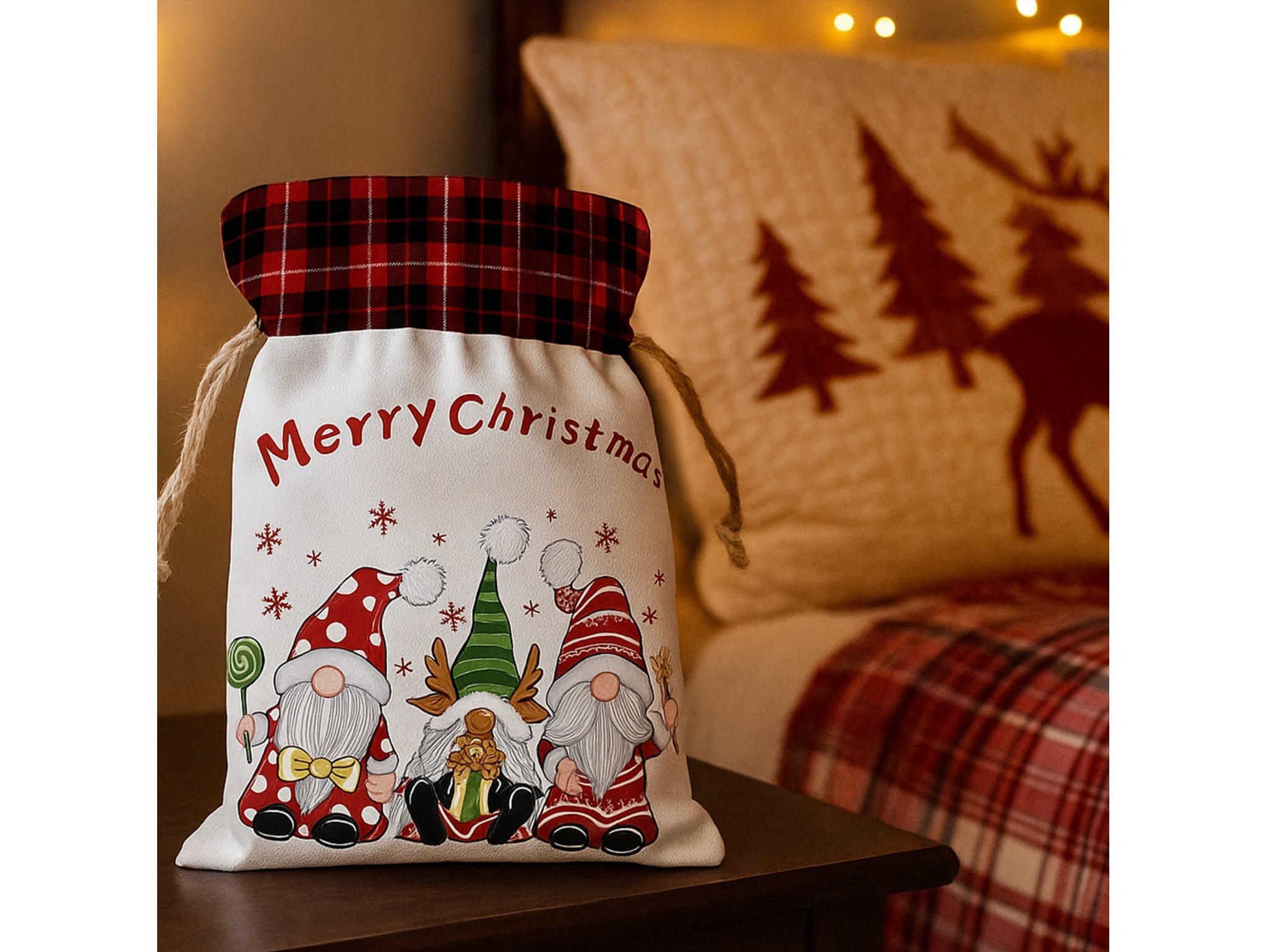 WOREK ŚWIĘTEGO MIKOŁAJA NA UPOMINKI PREZENTY 30x50 - trzy Mikołaje