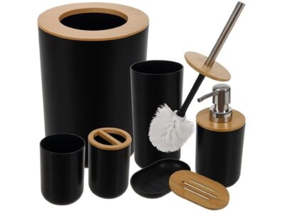 ZESTAW ŁAZIENKOWY 6 ELEMENTÓW - czarny gładki