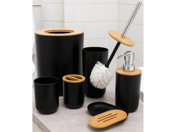 ZESTAW ŁAZIENKOWY 6 ELEMENTÓW - czarny gładki