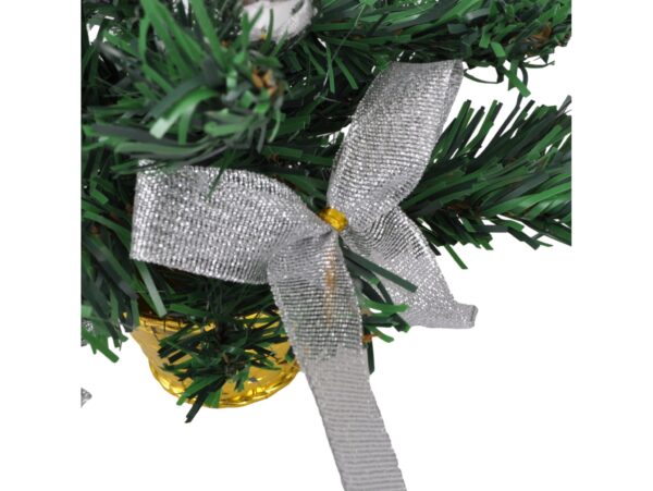 CHOINKA SZTUCZNA Z PRZYSTROJENIEM 40cm - srebrny z złota doniczką