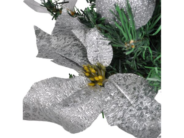 CHOINKA SZTUCZNA Z PRZYSTROJENIEM 40cm - srebrny z złota doniczką