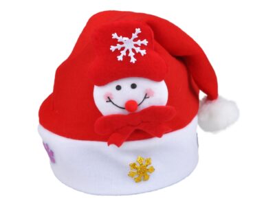 CZAPKA ŚWIĘTEGO MIKOŁAJA Z OZDOBĄ 24x30cm - bałwan