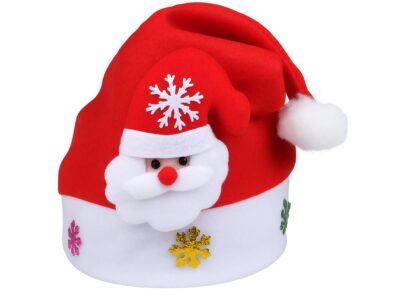 CZAPKA ŚWIĘTEGO MIKOŁAJA Z OZDOBĄ 24x30cm - mikołaj