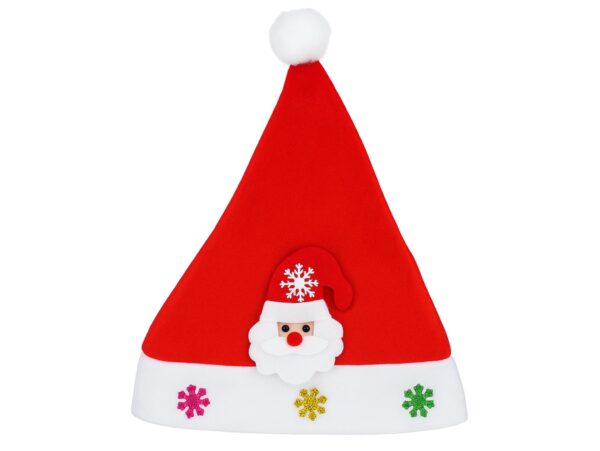 CZAPKA ŚWIĘTEGO MIKOŁAJA Z OZDOBĄ 24x30cm - mikołaj