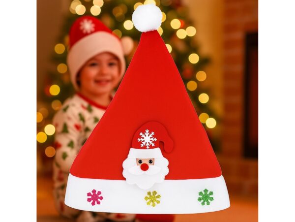 CZAPKA ŚWIĘTEGO MIKOŁAJA Z OZDOBĄ 24x30cm - mikołaj