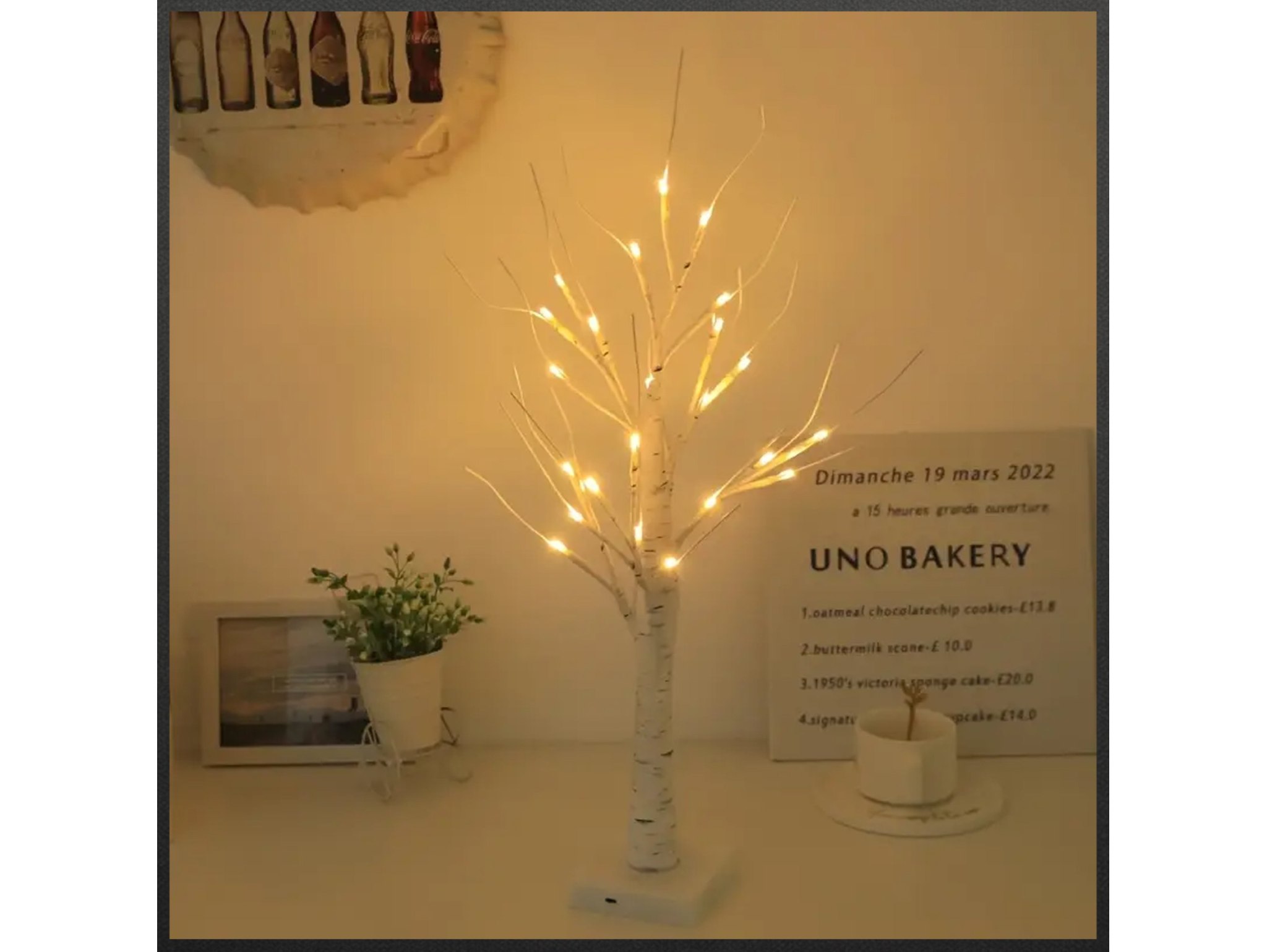 DRZEWKO LED ŚWIĄTECZNE BRZOZA 60x10CM - z wtyczką