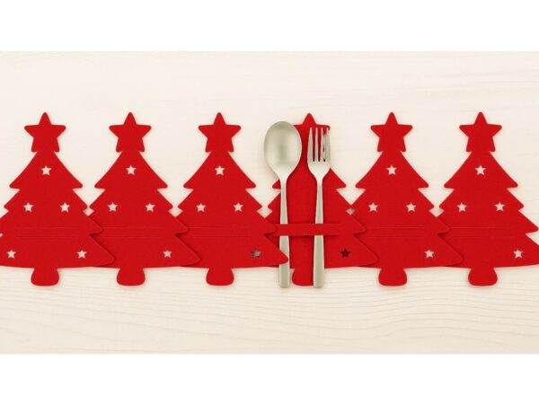 ETUI NA SZTUĆCE FILC ŚWIĘTA CHOINKA 6SZT - czerwony