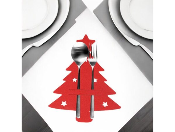 ETUI NA SZTUĆCE FILC ŚWIĘTA CHOINKA 6SZT - czerwony