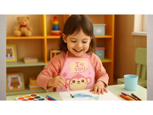 FARTUCH DZIECIĘCY DO PRAC PLASTYCZNYCH FOLIOWY - różowy