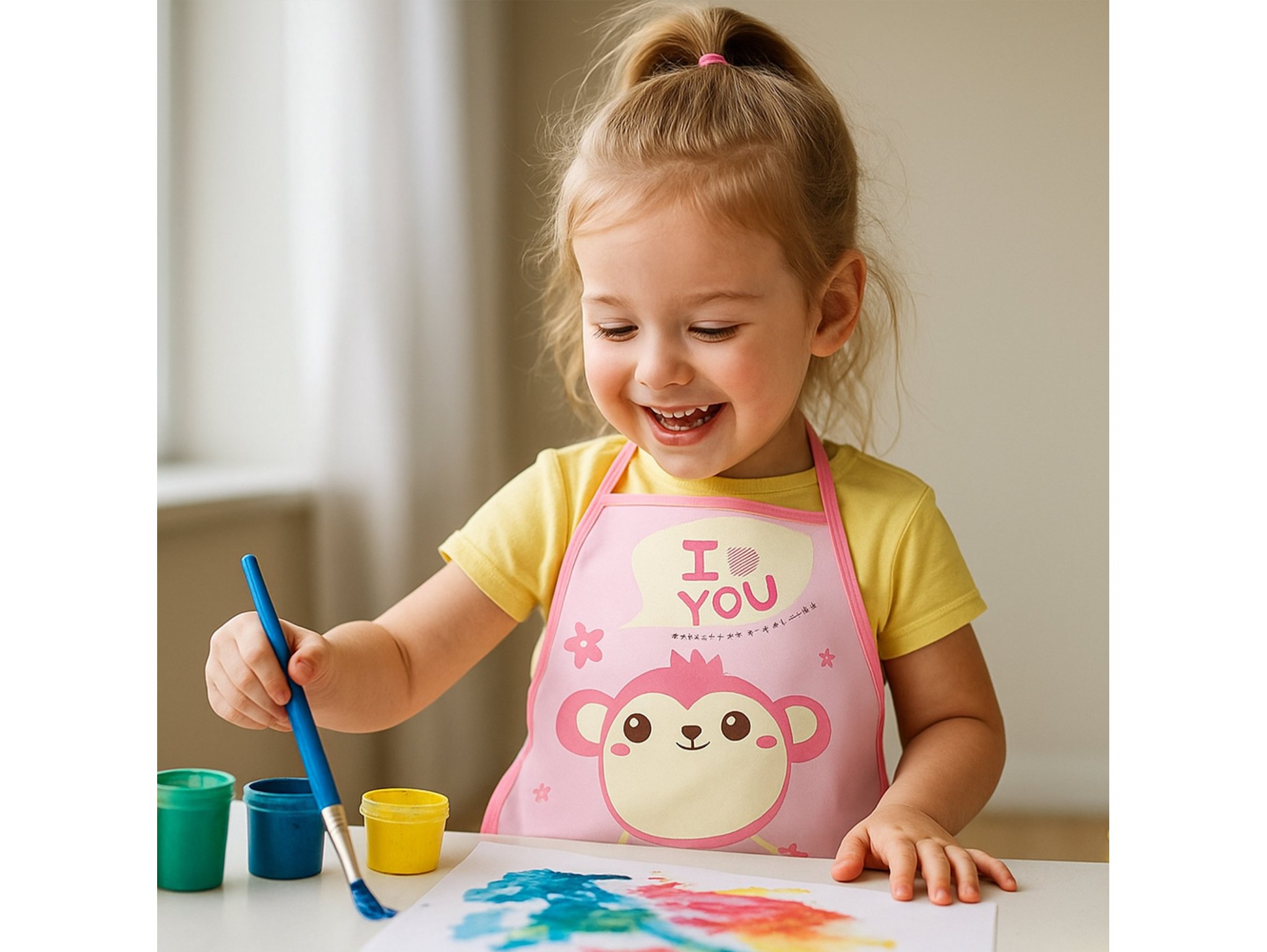 FARTUCH DZIECIĘCY DO PRAC PLASTYCZNYCH FOLIOWY - różowy