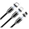 KABEL USB-MICRO USB-C LIGHTNING TYP-C 3w1 MAGNETYCZNY - czarny