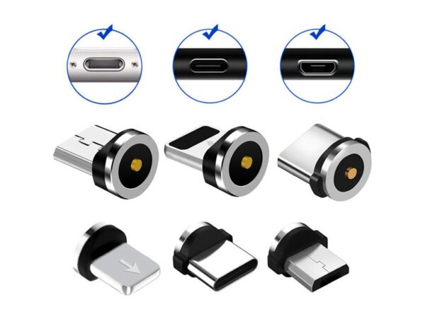 KABEL USB-MICRO USB-C LIGHTNING TYP-C 3w1 MAGNETYCZNY - czarny