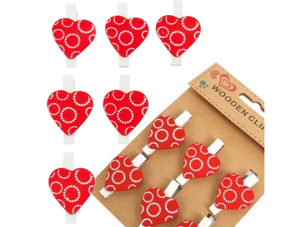KLAMERKI KLIPSY OZDOBNE - 6szt serca