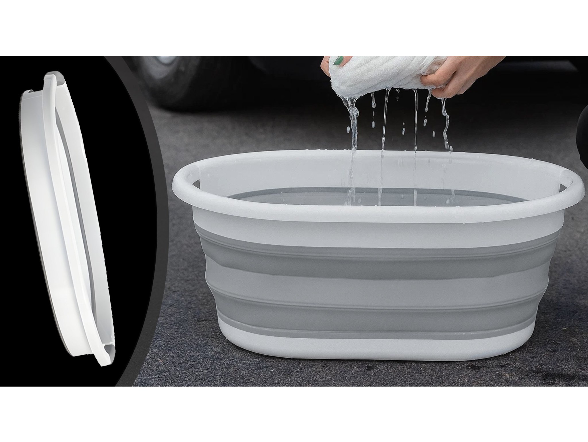 KOSZ NA PRANIE BIELIZNĘ SKŁADANY MISKA SILIKON 25L