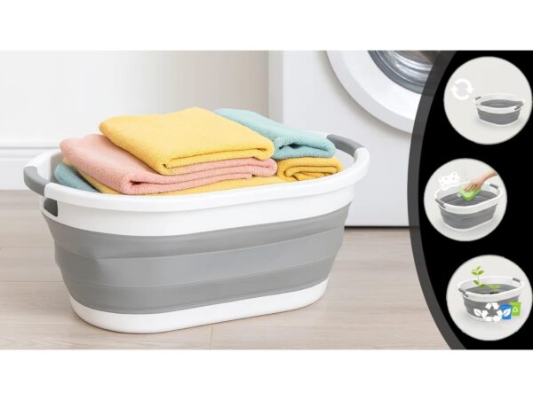 KOSZ NA PRANIE BIELIZNĘ SKŁADANY MISKA SILIKON 25L