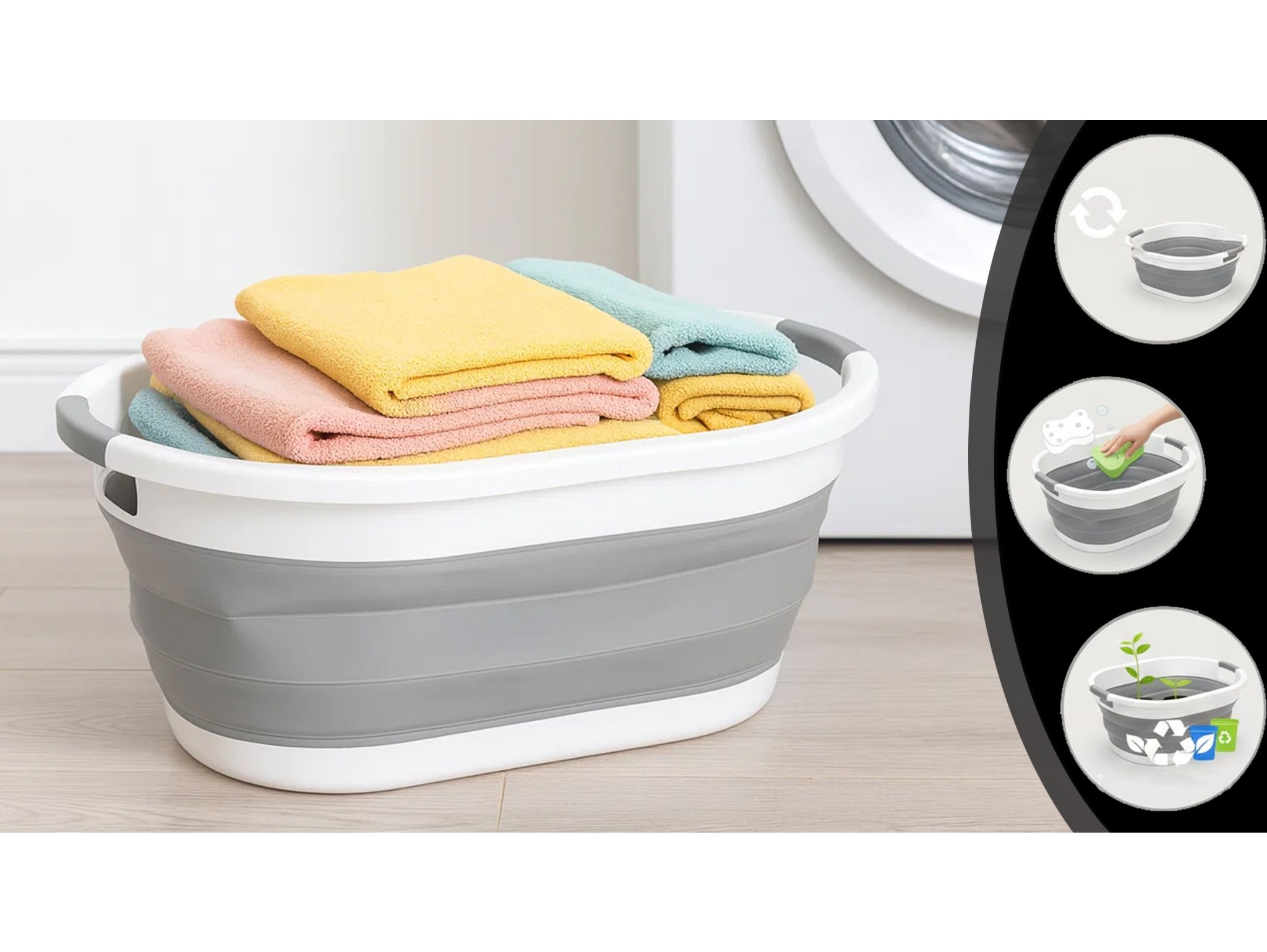 KOSZ NA PRANIE BIELIZNĘ SKŁADANY MISKA SILIKON 25L