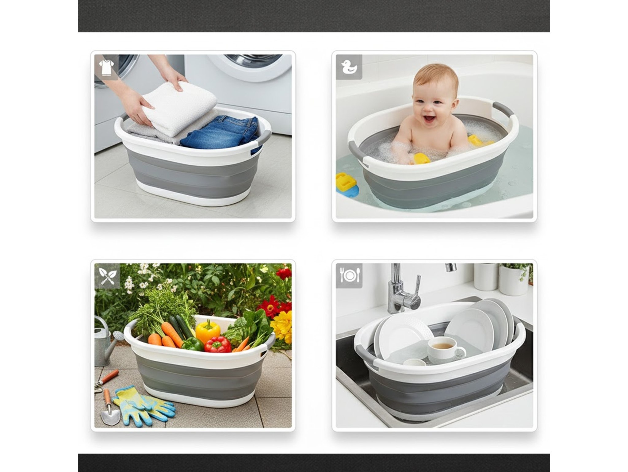 KOSZ NA PRANIE BIELIZNĘ SKŁADANY MISKA SILIKON 25L