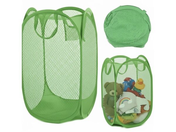 KOSZ NA ZABAWKI PRANIE SIATKOWY SKŁADANY 47x30cm - zielony