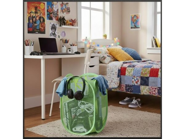 KOSZ NA ZABAWKI PRANIE SIATKOWY SKŁADANY 47x30cm - zielony