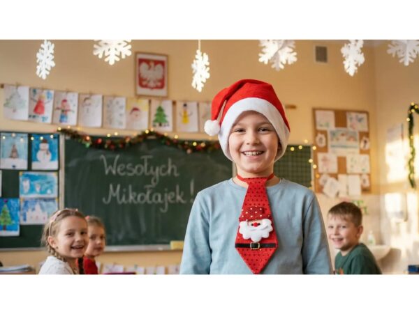 KRAWAT ŚWIĄTECZNY 25CM - Mikołaj