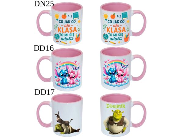 KUBEK DO SUBLIMACJI 330ML RÓŻOWY UCHWYT