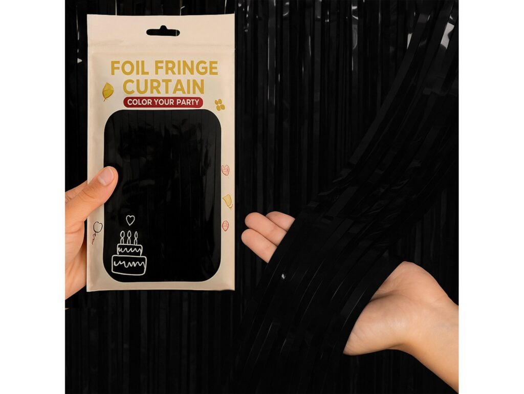 KURTYNA FOLIOWA PARTY 2,0x1,0m - czarny
